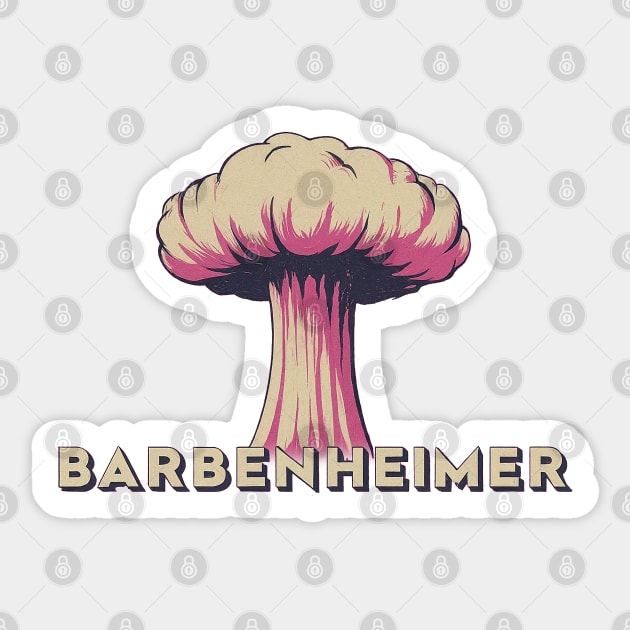 Barbenheimer - Majestic Mushroom Cloud Sticker by Retro Travel Design